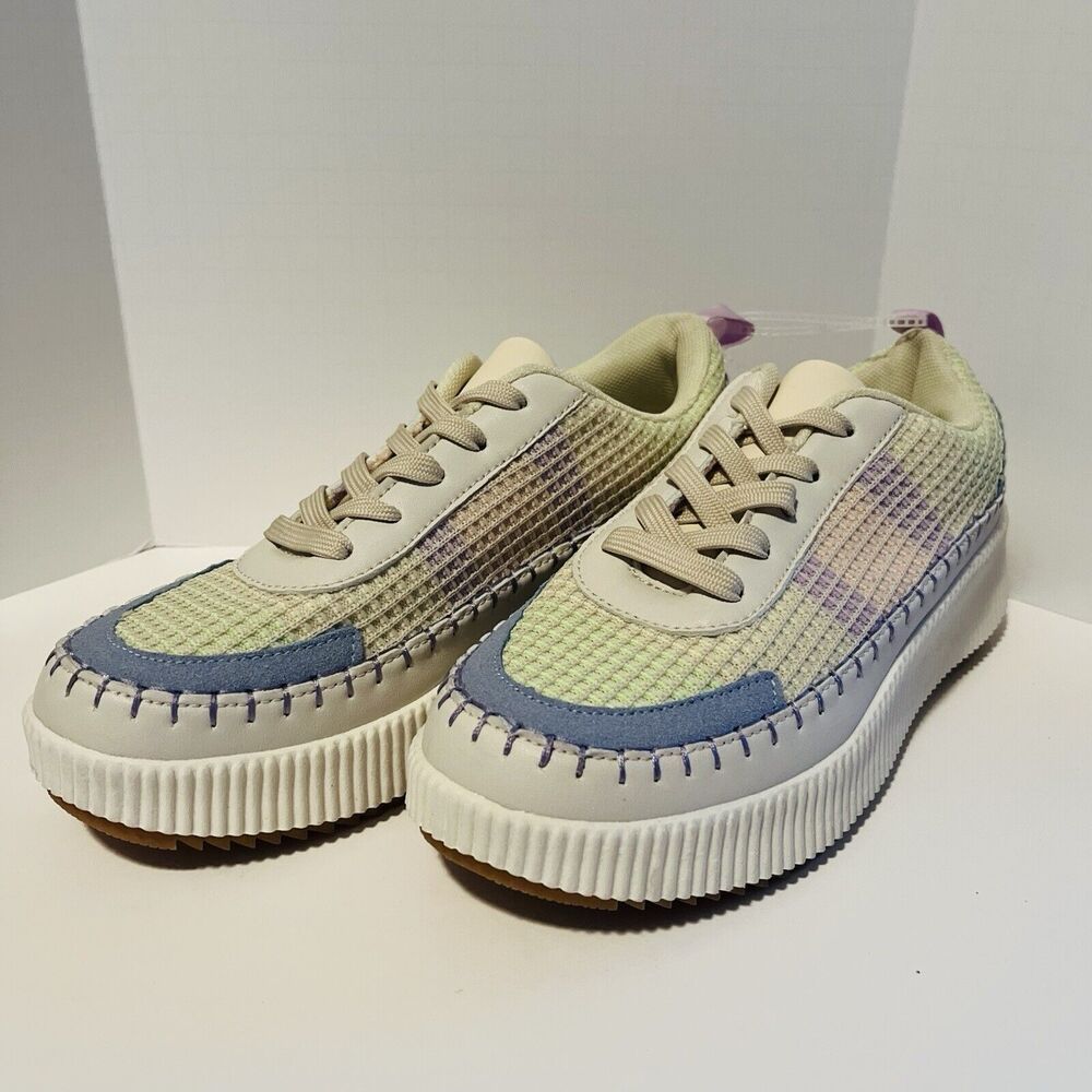 Nicole Miller New York Brita Women's Sneakers 9.5 Beige Mist Platform Multicolor